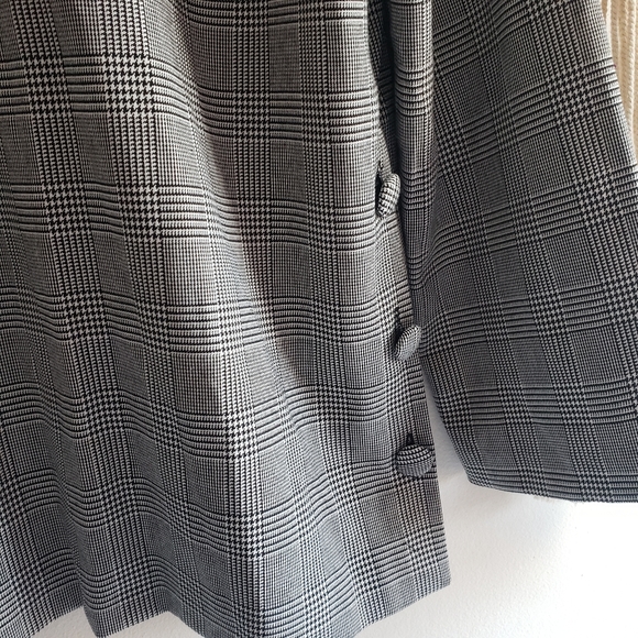 Zara Woman Glen Plaid Check Side Button Blouse Shirt Top Medium Houndstooth - Picture 9 of 10